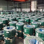 YONGJIN warehouse with 4000 to 7000 MT monthly ready stock of SUS301-CSP and SUS304-CSP stainless steel coils organized by grade and specification